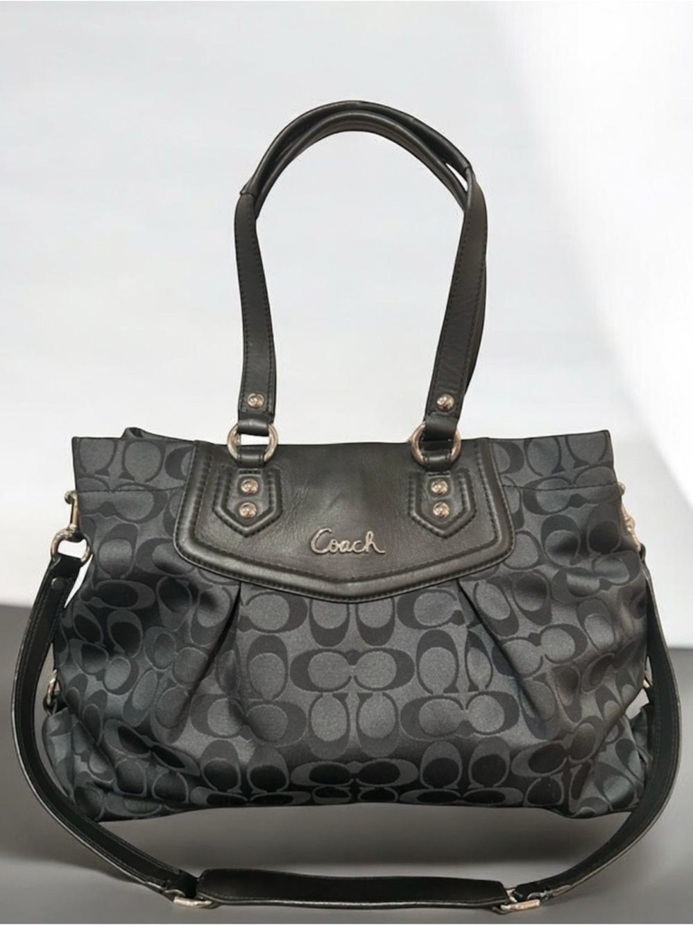 Coach Black Signature Canvas Shoulder Bag